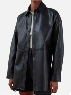 Aritzia Babaton Vegan Leather Shirt Button Down